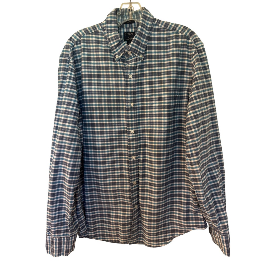 J.Crew Mens Flex Oxford Slim Fit‎ Button Up Long Sleeve Plaid Shirt